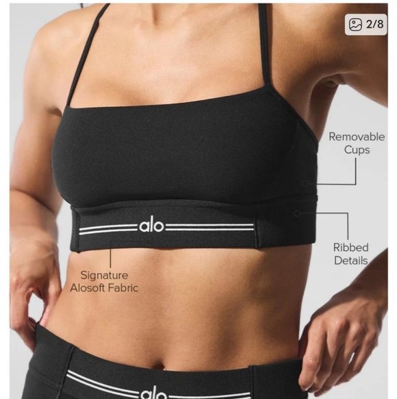 ALO Yoga Relay Alosoft Black/White High-Waist Leggings XS - Picture 13 of 14